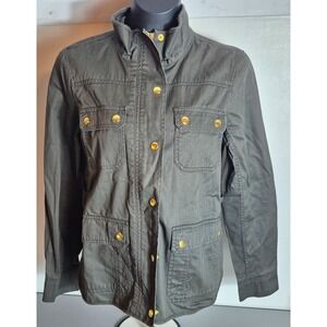 J Crew Womens Relaxed Boyfriend Field Jacket Snap Front Small Dark Green NEW NWT